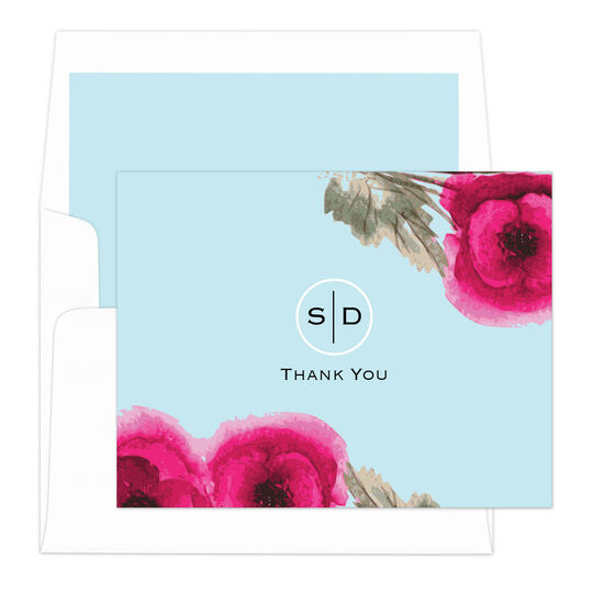 Poppy Initials Thank You Folded Note Cards